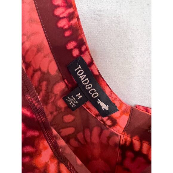 Toad & Co. Size MED Sleeveless Orange Maroon Dress Button Accents on Back - Picture 4 of 5